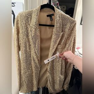 NWT Aqua x Bloomingdales Gold Sequin Party Blazer